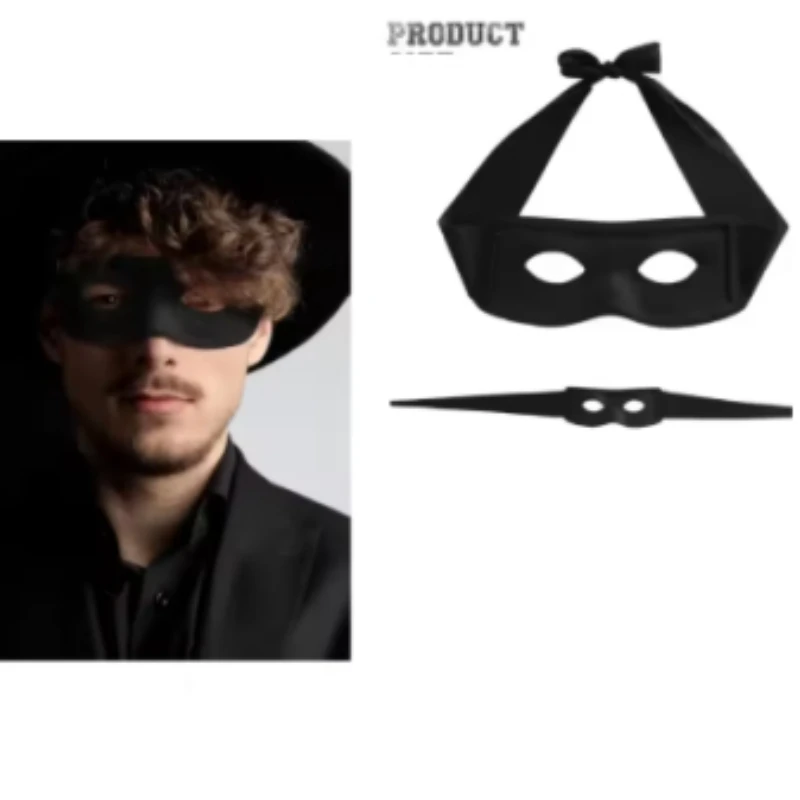 Halloween Zorro Eye Mask Theme Party Masquerade Costume Cosplay Supplies Black Blindfold Ghost Festival Props Stage Performance