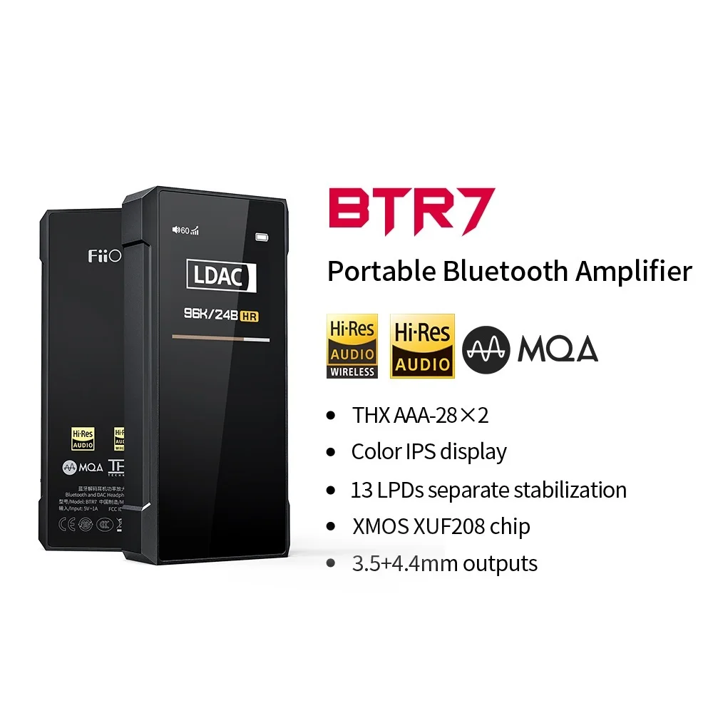 Top BTR7 with MQA, USB DAC DSD256, QCC5124 Headphone Bluetooth 5.1 Amplifier with Double THX AAA-28 3.5mm/4.4mm output