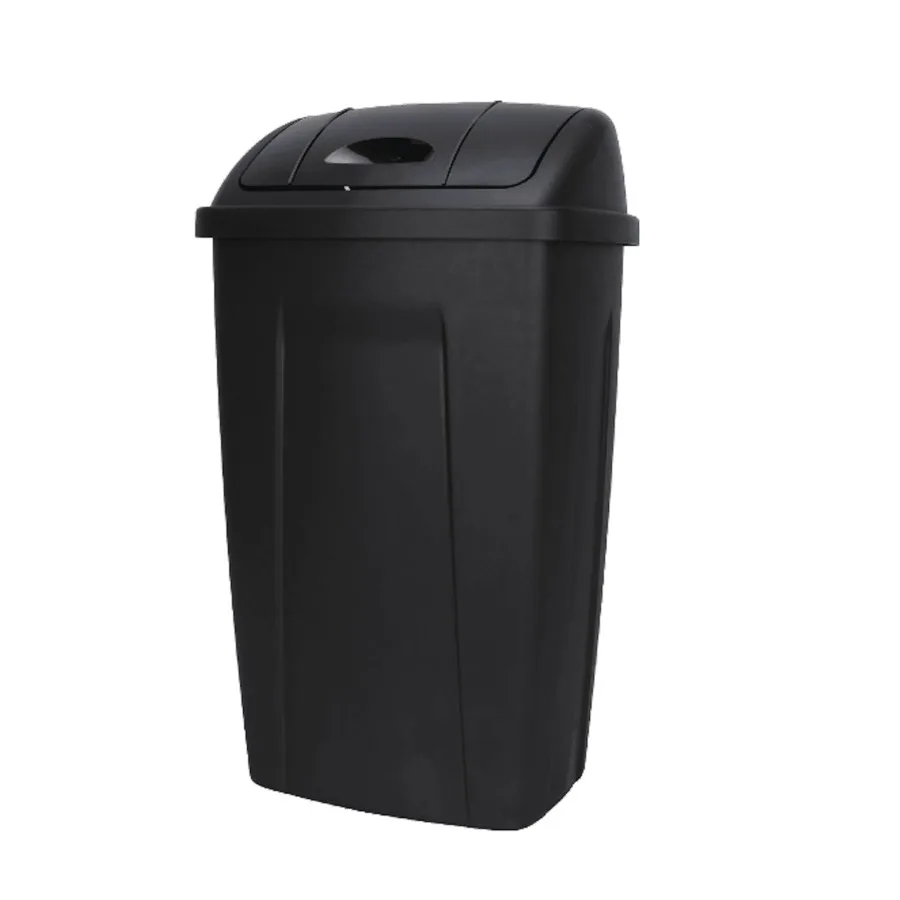 

Kitchen Trash Can, 13 Gallon Plastic Garbage Bin with Swing Top Lid, Black