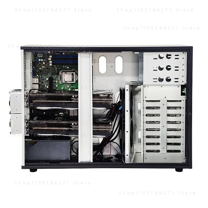 A49 Tower Server Chassis, 8-bay Hot-swappable AI Workstation, Dual-socket ATX/CRPS Power Supply, Water Cooling