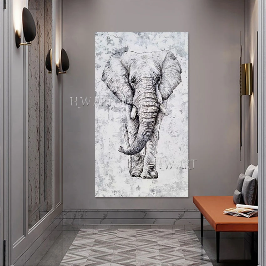 

Elephant Oil Painting Acrylic Abstract Modern European Art China Import Item Decor Animal Picture Canvas Frameless Wall Hangings