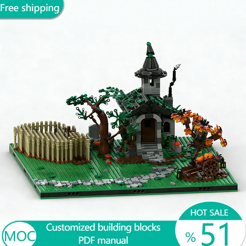 1968 PCS Urban Halloween Diorama MOC Customize Modular Building Block Model Design Technology Educational DIY Toy Birthday Gift