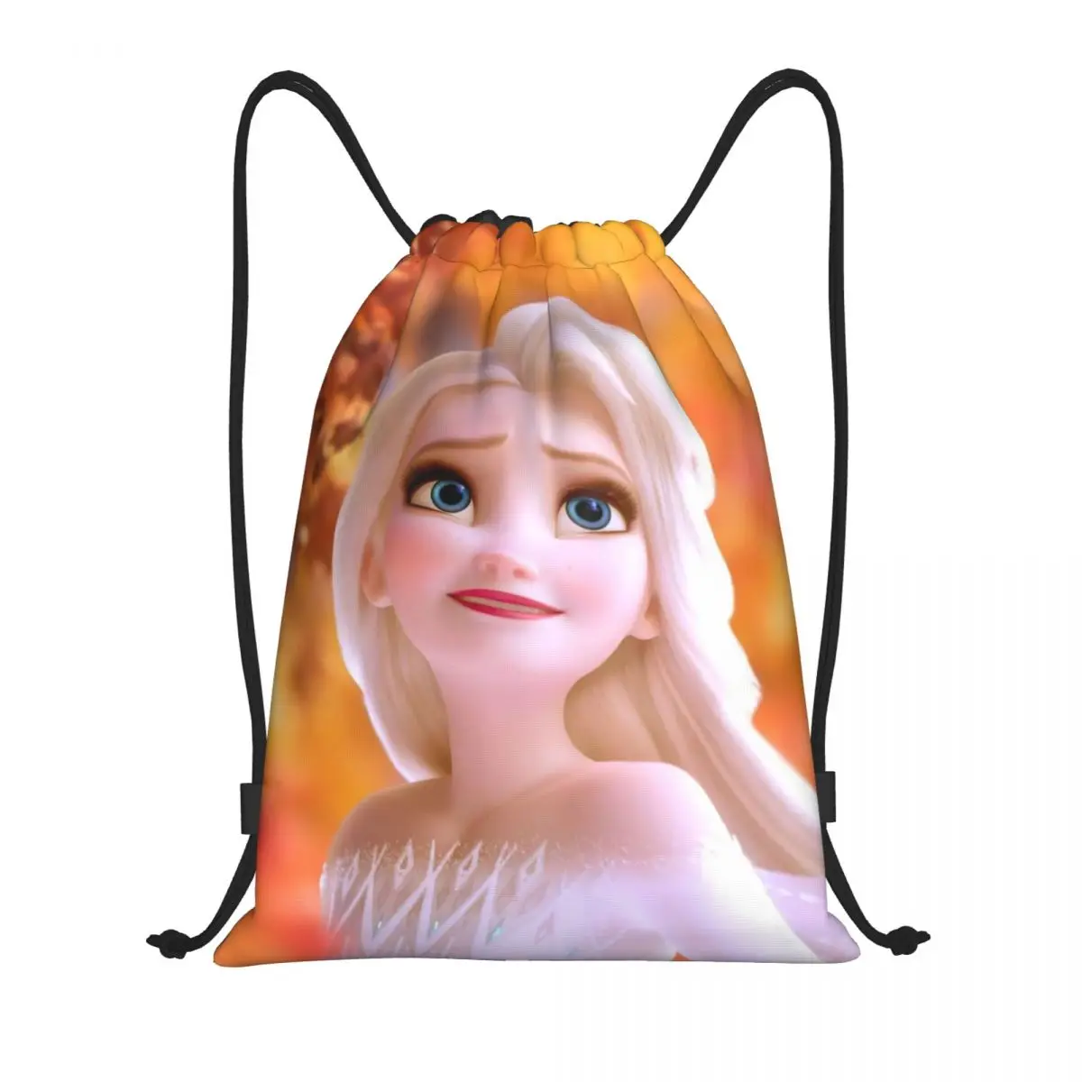 Custom Anime Frozen Elsa Princess Drawstring Bags Women Men Foldable Sports Gym Sackpack Animated Movie Shopping Backpacks