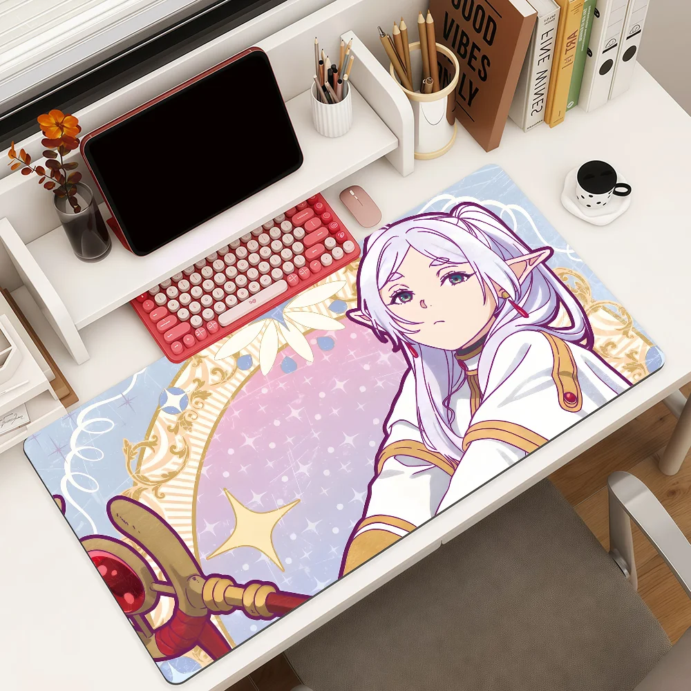 Frieren Beyond Journeys End Mouse Pad Large Non-Slip Waterproof Mat Stitched Edge Keyboard Pad for Gaming Daily Office