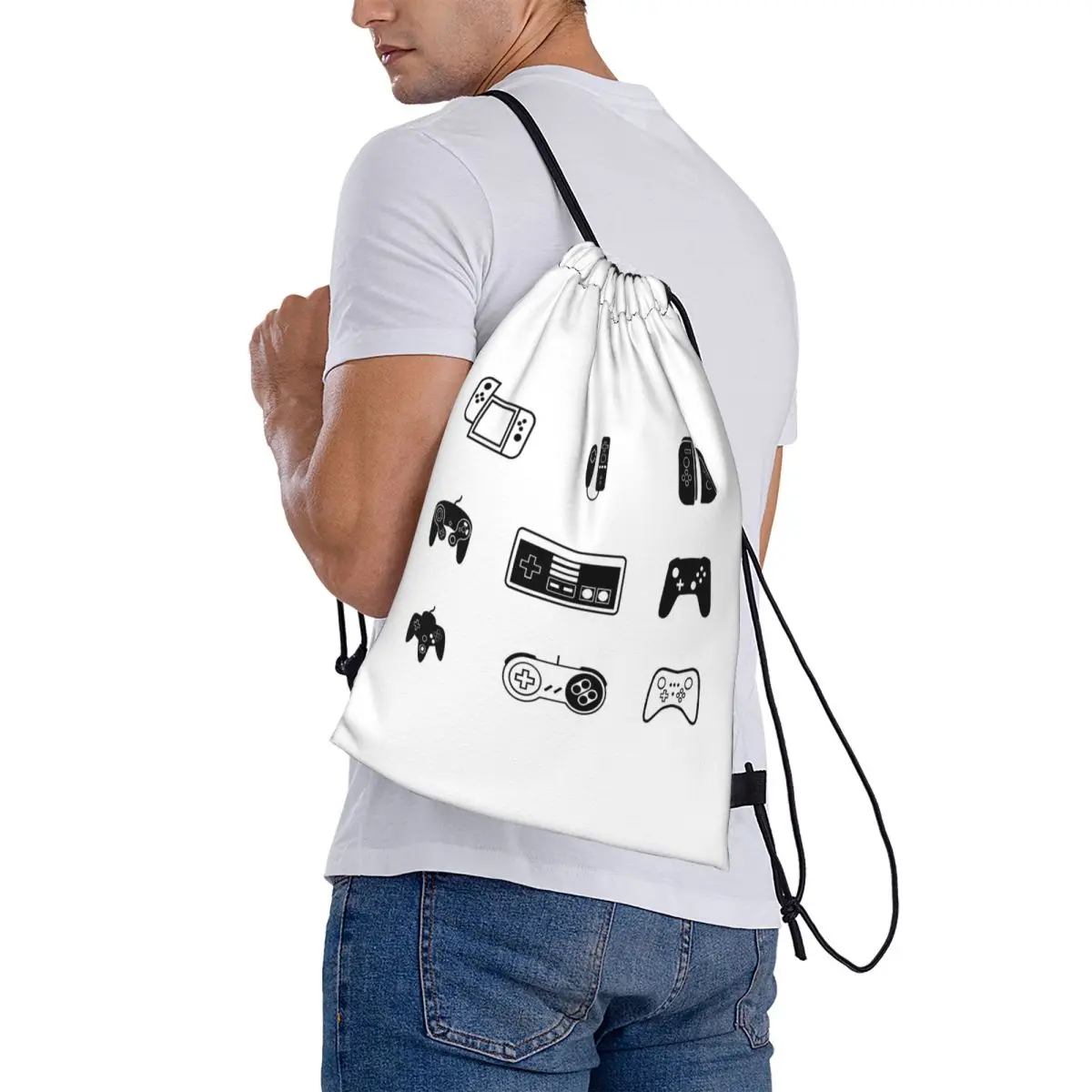 Video Game Lover Controllers Backpacks Fashion Drawstring Bags Sports Bag Book Bags for Man Woman School