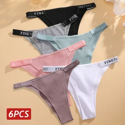 6PCS/Set Women Cotton Panties Sexy Low Rise Brazilian Panties Letter Elastic Waist T-Back Comfortable Underwear Girls Lingerie