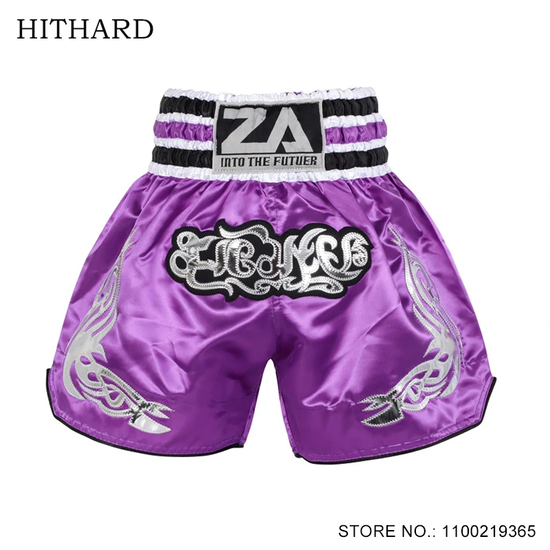 Muay Thai Shorts Men Women Kids Purple Boxing Shorts Premium Martial Arts Thaiboxing Clothing Gym Kickboxing Cage Fighting Pants