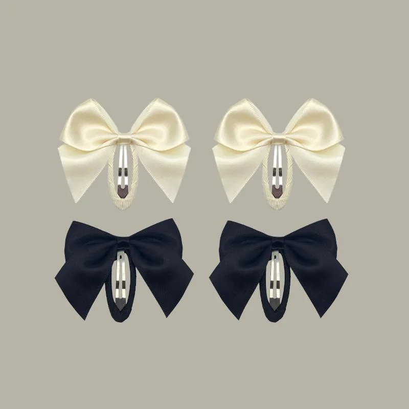 Lovely Princess Hair Clips para meninas, headwear hairgrip, presilhas, acessórios de cabelo para crianças, preto e branco cetim arco, novo, 2 pcs