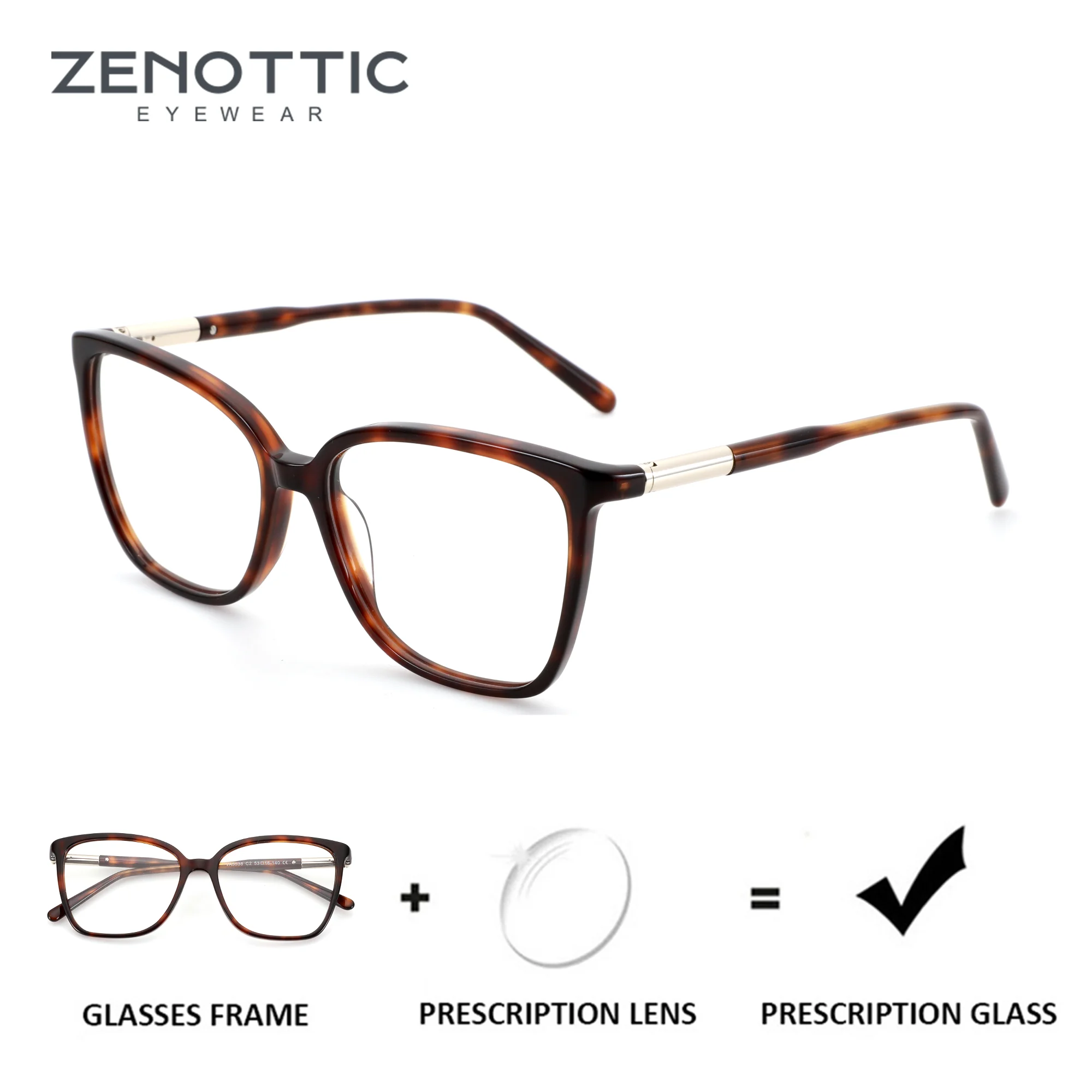 

ZENOTTIC（ S Size） Handmade Acetate Square Prescription Glasses Progressive Optical Eyeglasses For Unisex