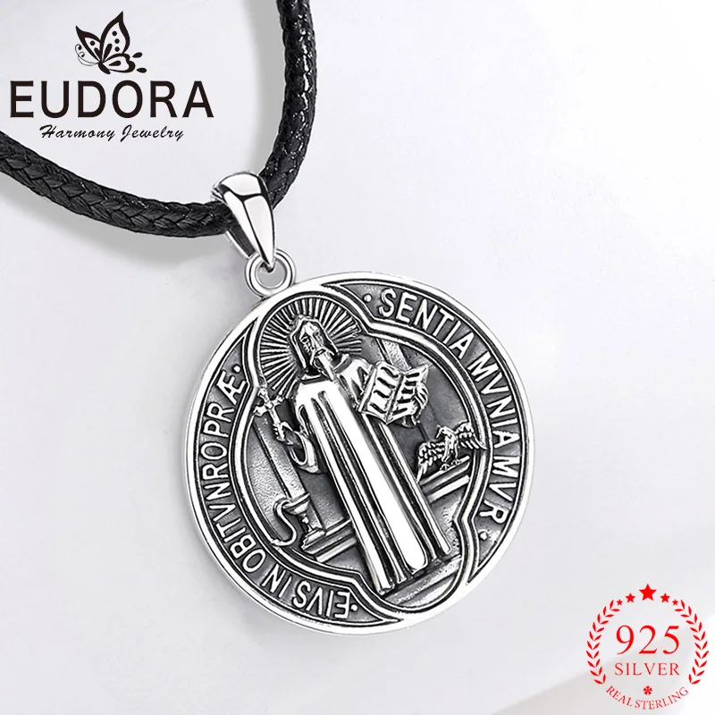 

Ожерелье Eudora Saint Benedict, стерлинговое серебро 925 пробы, подвеска в виде креста Сан-Бенито, католические руны, амулет, ювелирное изделие, подарок для мужчин и женщин