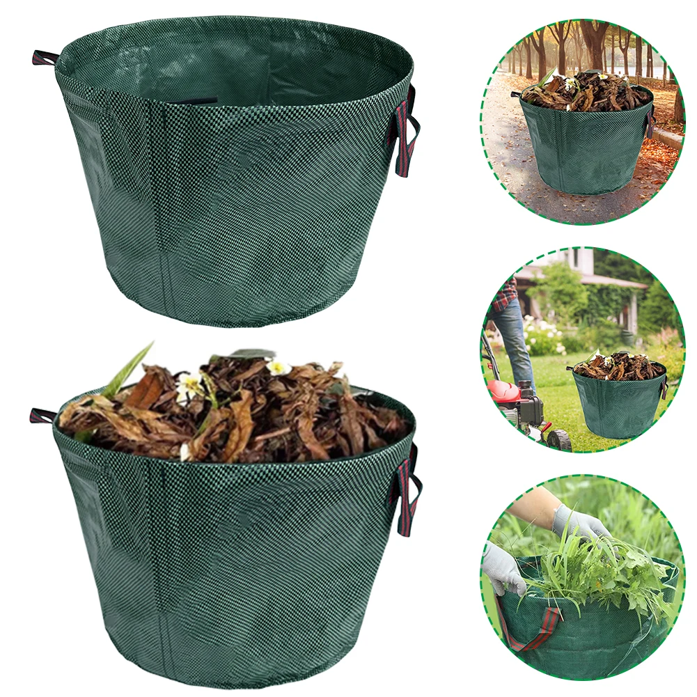 50L Garden Waste Bags Waterproof Leaves Waste Bags Reusable Tote Debris Container with 4 Handles for Flowers Hedge Cutting Lawn