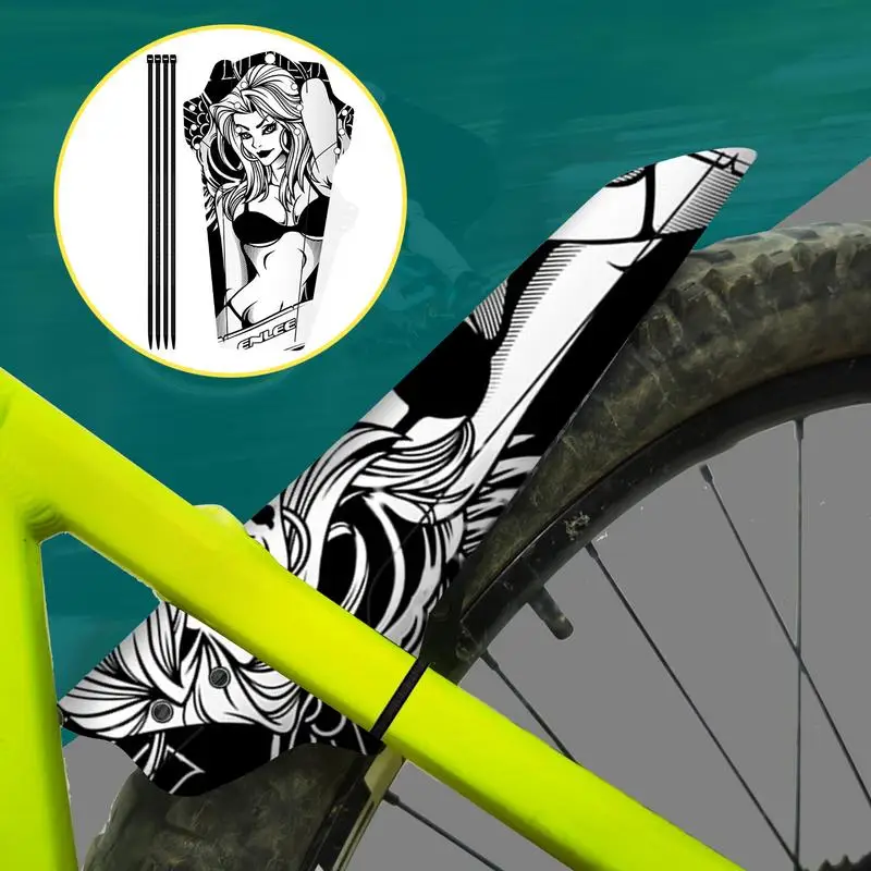 Mountain Bike Mud Guard Creative Quick Release Cycling Mud Guard Bicycle Fenders Printed Patterns Bicycle Splash Guard Road Bike