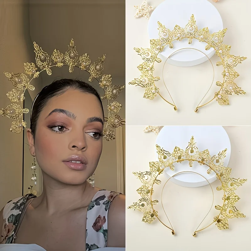 Baroque Crown Tiara Headband For Women Party Prom Diadem Crown Bridal Wedding Hair Accessories Jewelry Crown Tiara Hairband Gift
