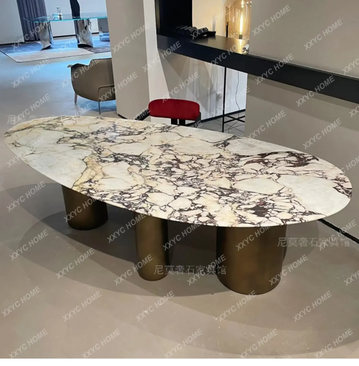 

AAWater Drop Natural Marble Restaurant Household Dining Table Luxury Stone Italian Treasure Luxury