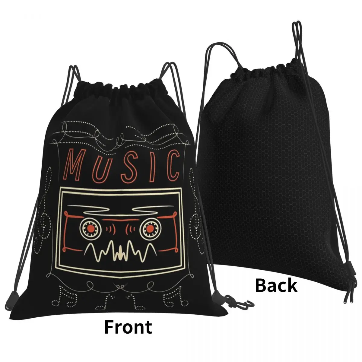 Music Backpacks Casual Portable Drawstring Bags Storage Bag Book Bags For Man Woman School