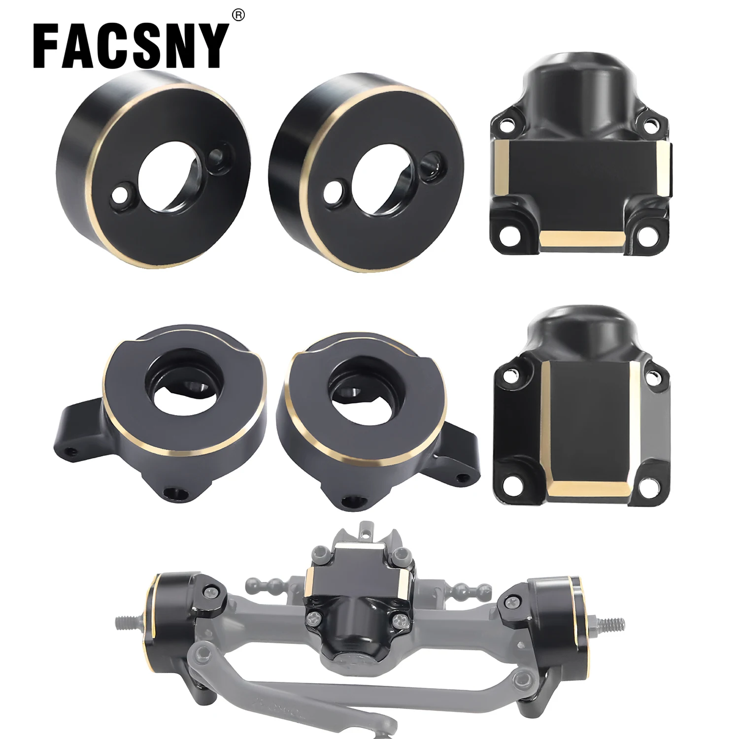 Black Coating Brass Front Axle Steering Knuckles Rear Hubs Weights Diff Cover for RC Crawler AXIAL SCX30 Ford Bronco 4X4 JEEP