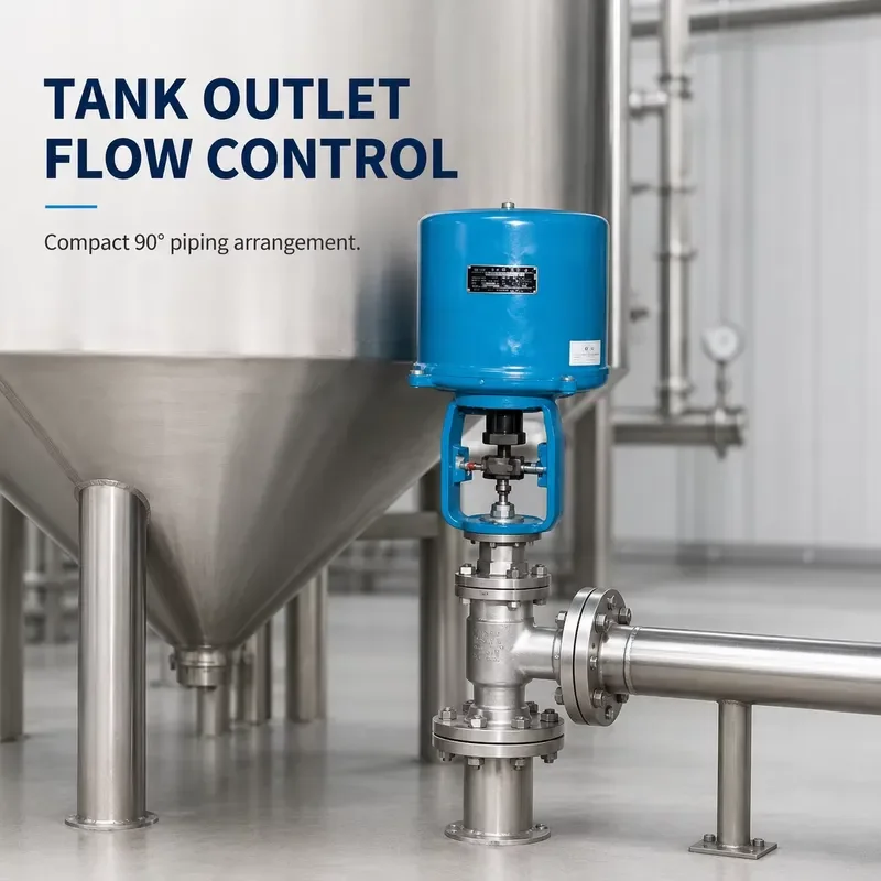 Industrial Electric Angle Valve Modulating Flow Controller Flanged Process Pipeline Equipment OEM Supplier JIAHE Brand Model
