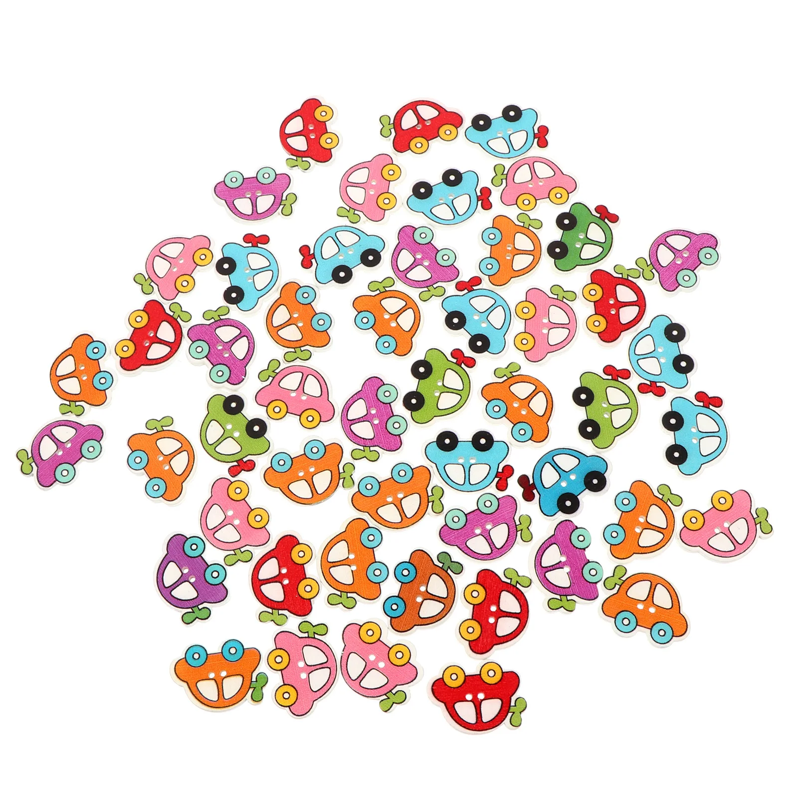 

100Pcs Colorful Wooden Car Buttons Easy to Sew on Surfaces Perfect for DIY Sewing Projects Handmade Ornaments Signs Hats Sewing