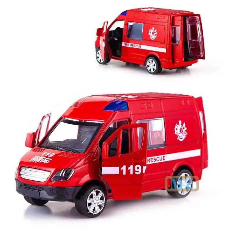 Simulated Fire Fighting Scene Car Mini Pull Back Toy Vehicle Model Wind Up Police Truck Ambulance for Children Boys Gift
