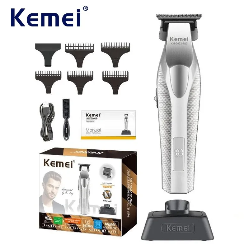 kemei-9000rpm-dlc-cordless-hair-clippers-barber-rechargeable-finish-hair-cutting-machine-zero-gapped-professional-hair-trimmer