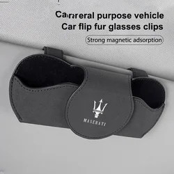Leather Car Glasses Case Sunglasses Storage Box Clip For Maserati Quattroporte Spyder Levante Coupe GranTurismo Auto Accessories