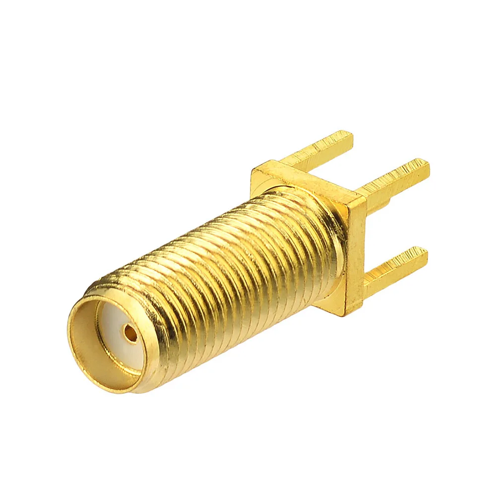 Superbat 10pcs Long Version 50 Ohm SMA Female Straight Thru Hole Vertical PCB Mount 22mm Length 15mm Thread  Connector