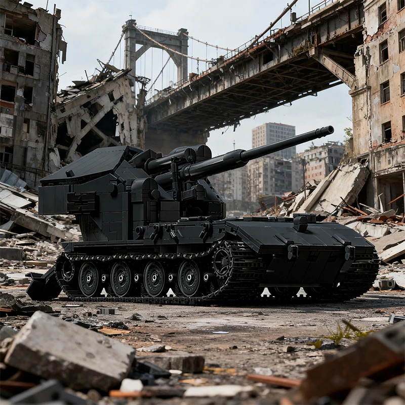 2036 Uds. Bloques de construcción de tanque Waamarager E-100 1:28 modelo de vehículo blindado pesado con 5 figuras de juguete para niños regalos