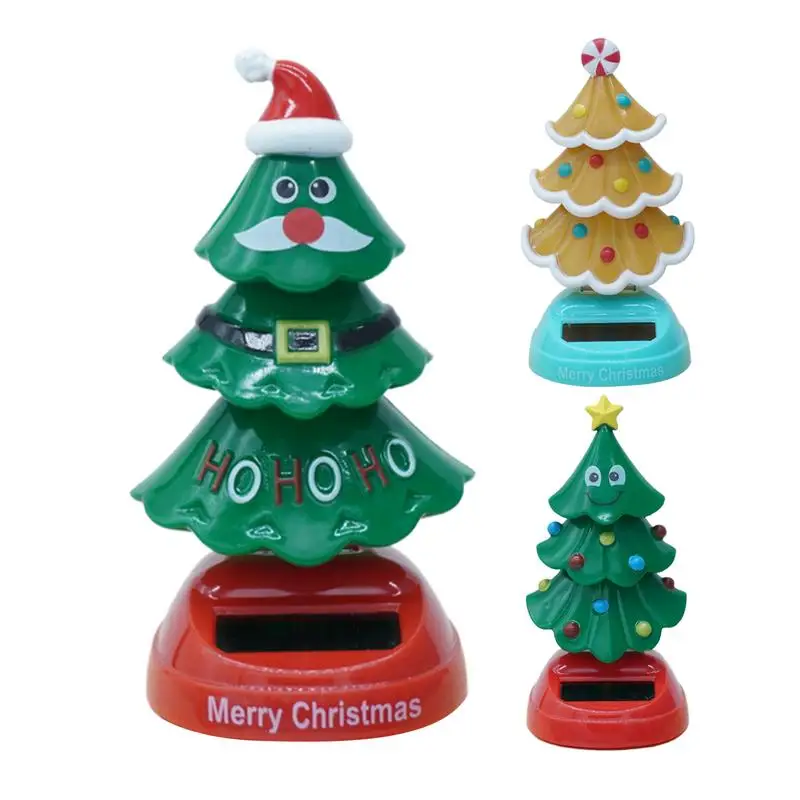 Cute Swinging 2024 Christmas Tree Novelty Toy Solar Powered Christmas Dancing Ornaments Car Interior Decoration