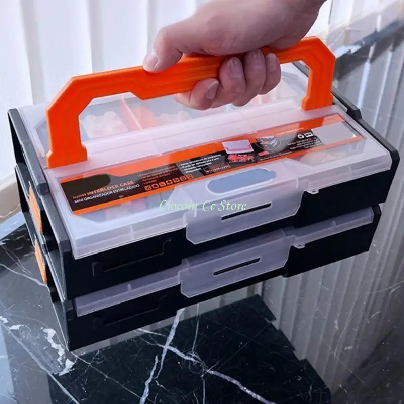 X90F Industrial Grade Plastic Tool Box Case Visible Lid Design Nonskid Base DIY Use