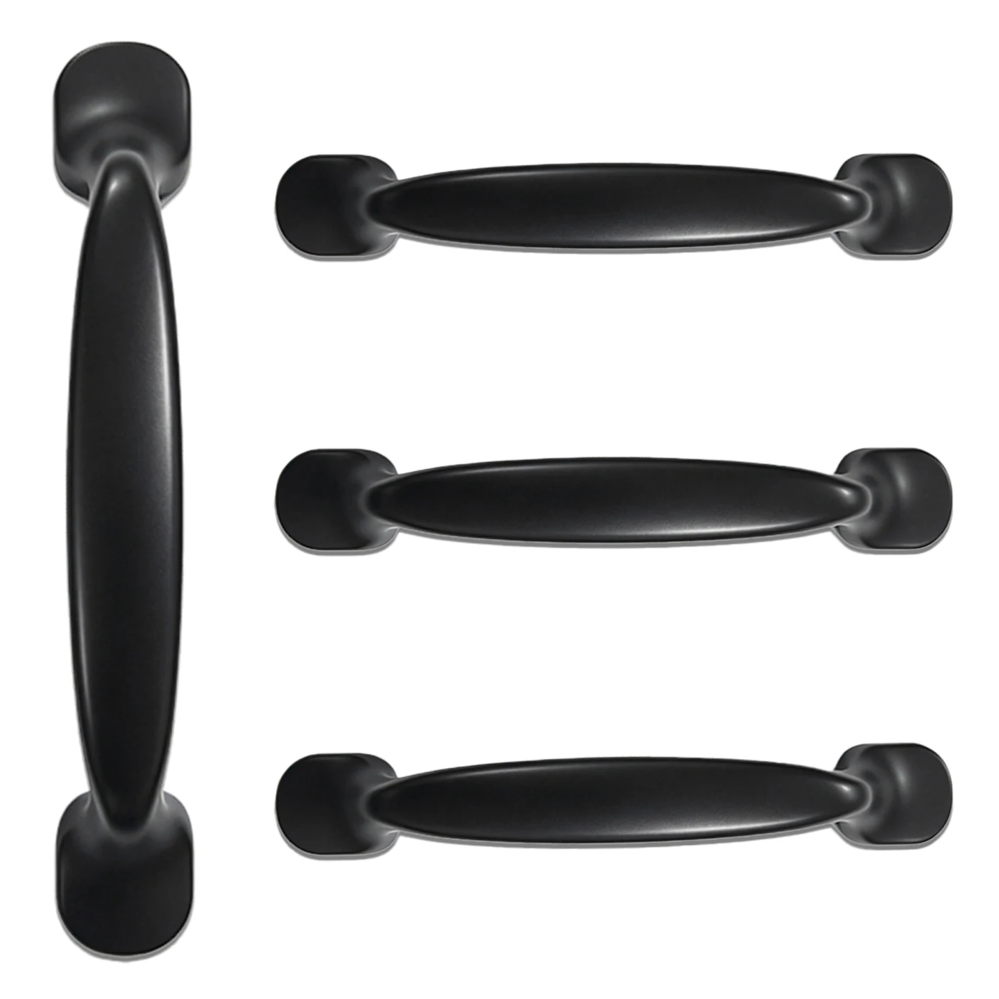 8607-96 Solid Zinc Alloy Matte Black Cabinet Pull Ergonomic Curved Drawer Handle for Kitchen, Wardrobe & Bathroom Vanity