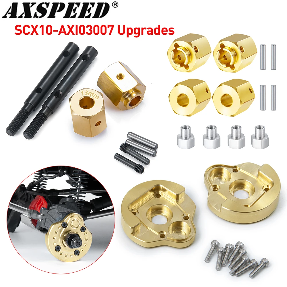 AXSPEED Brass Axle Counterweight Wheel Hex Adapter Portal Stub Axle Drive Shaft for 1/10 Axial SCX10 III AXI03007 Upgrade Parts
