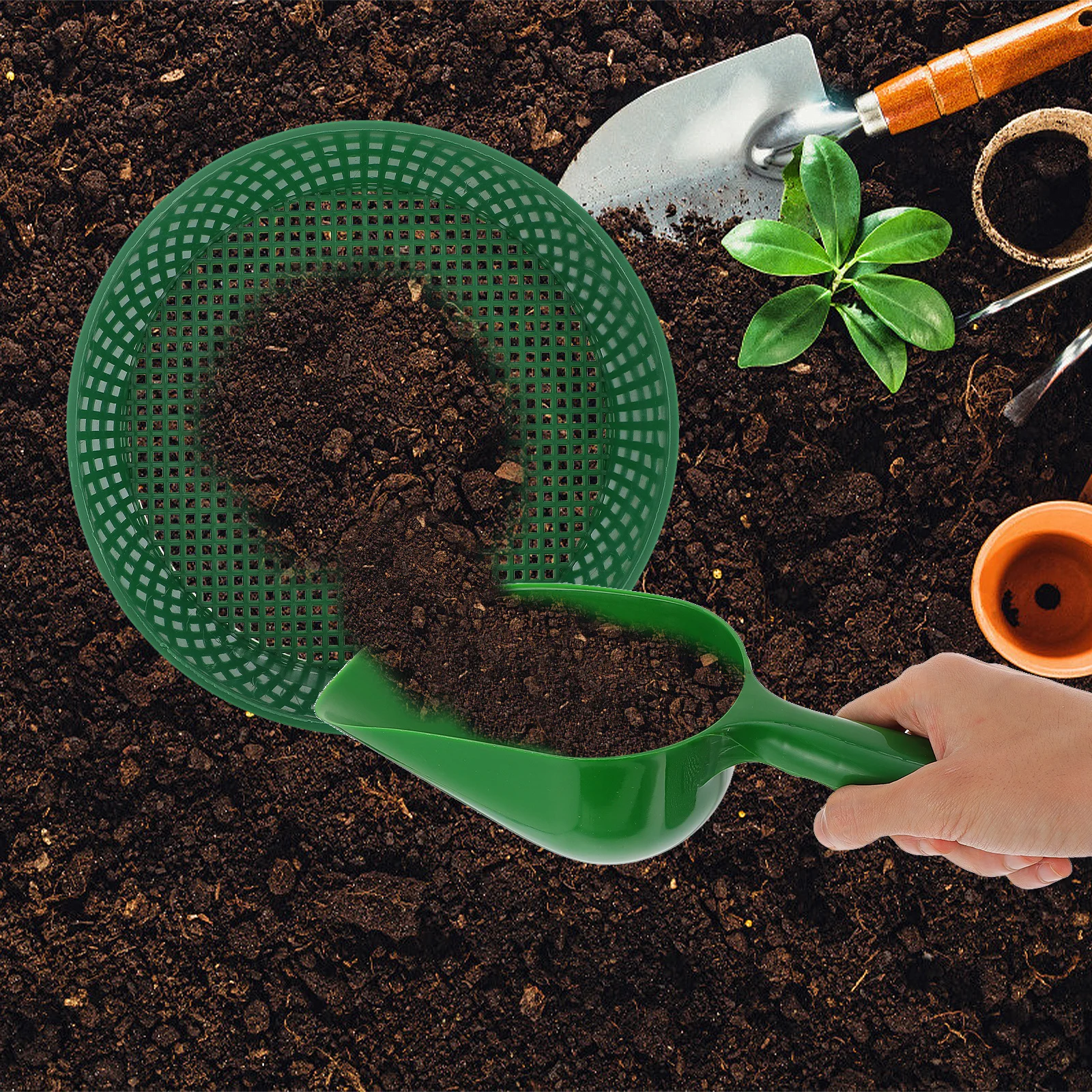 

1 set 1 Set Garden Sieve Soil Sifter For Compost Plastic Shovel Lightweight Durable Portable Planting Tool Soil Filtering Sieve