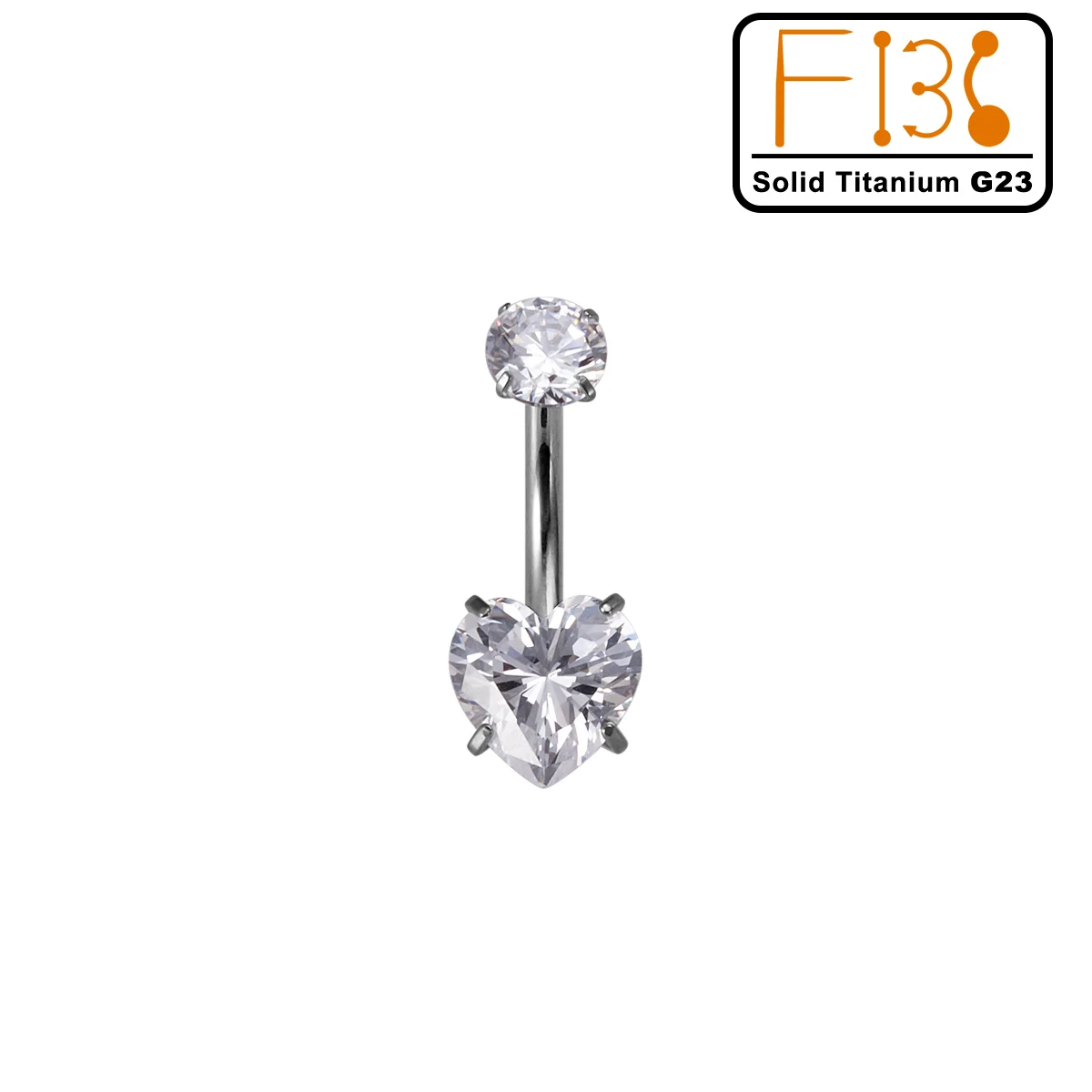 F136 Solid Titanium G23 Belly Button Ring with Heart