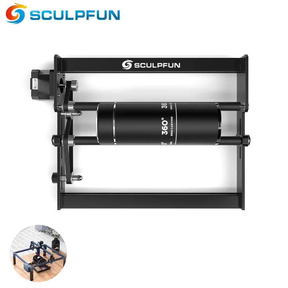 

SCULPFUN Laser Engraver Rotary Roller 360° Rotating Engraving Cylindrical Objects For S6/S9/S30 Series Laser Engraving Machine