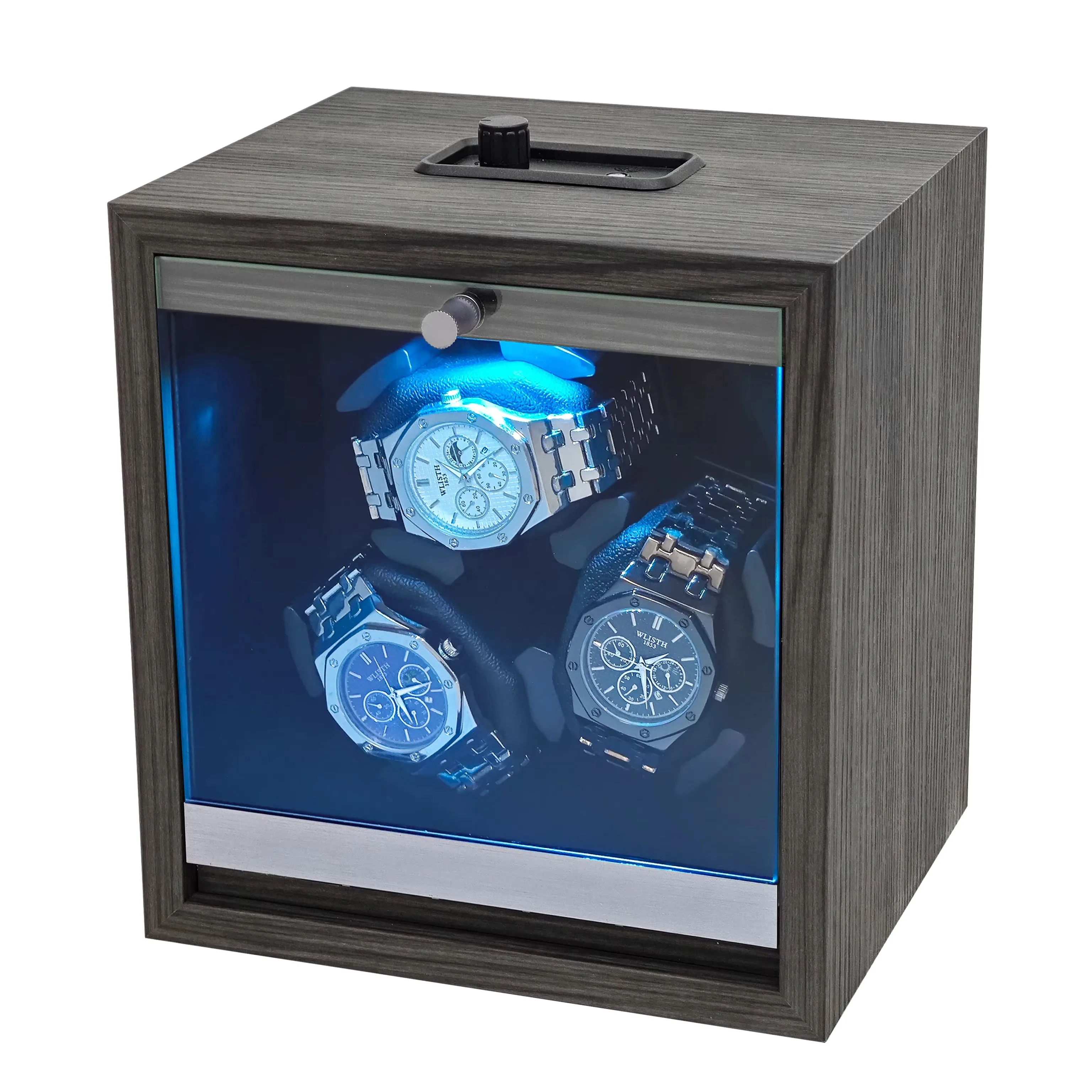 

3Slots Wood Active Mute Safe Automatic Watch Packaging Case Watch Winder Display Box Wood Active Mute Safe Aut with Led