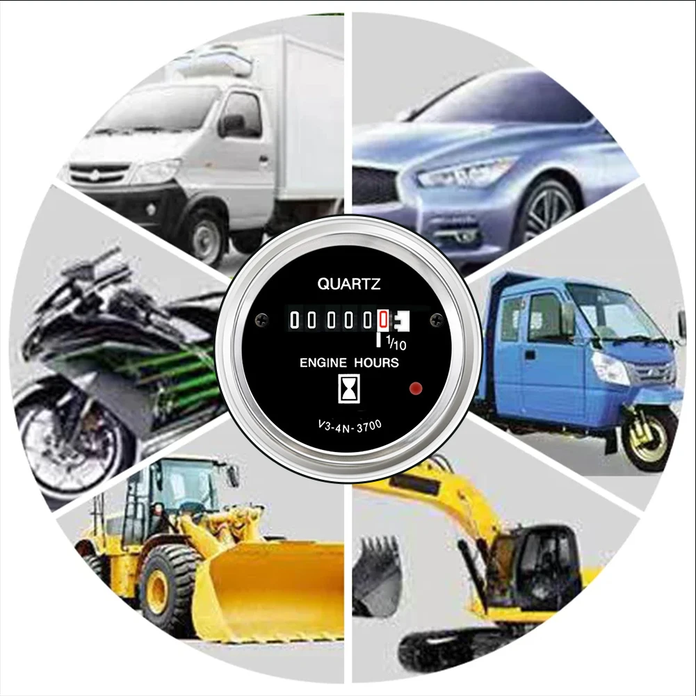 Chronograph Work Hour 040948 52mm 4N3700 4N-3700 For Veethree Timer Hourmeter Hour Counter Gauge For Motorcycle Car Trucks