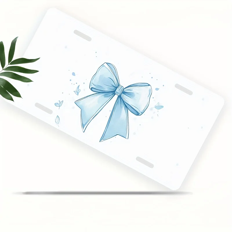 2D Flat Posters Light Blue Watercolor Butterfly Front License Plate Cover And Frame, Standard Size, Polished Surface