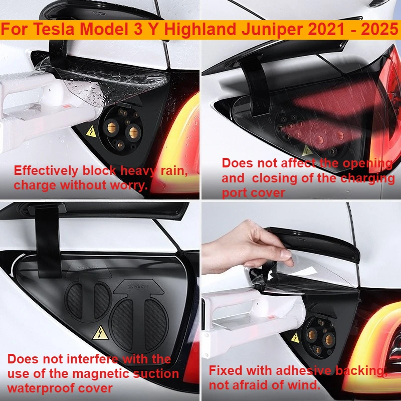 

For Tesla Model 3 Y Highland Juniper 2021-2025 Charger Port Cover Outdoor Rainproof Protection Dustproof Covers Accessory