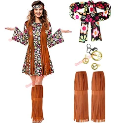 Hippie Costume Women Peace Love Girls Party 60s 70s Hippie Stage wear Costume Indian Tassels Hippie Performance  Accessories