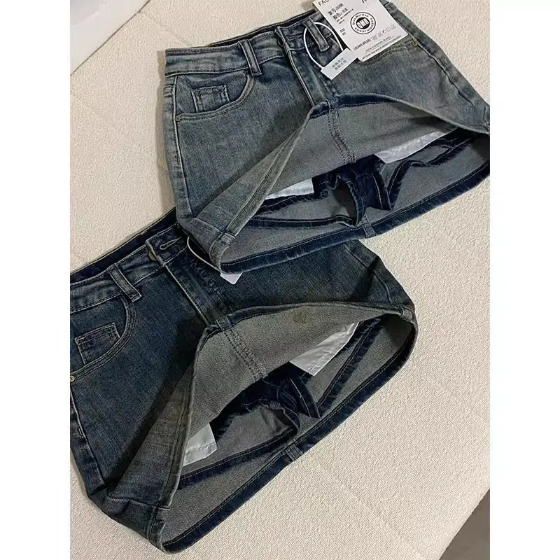 Jean Skirt Y2k Harajuku Faldas Mujer Korean Style Юбки Jupe Юбка Women Clothing American Retro Denim Skirts Fairy Grunge