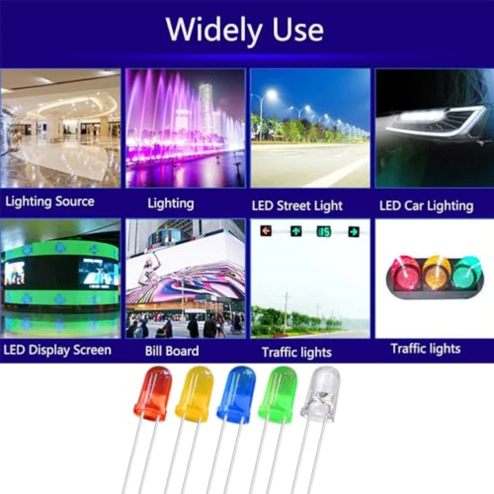 300 Pcs LED Kit 3mm/5mm LED Kit High Color Rendering Index High Temperature Resistance Long Lifespan For DIY Projects