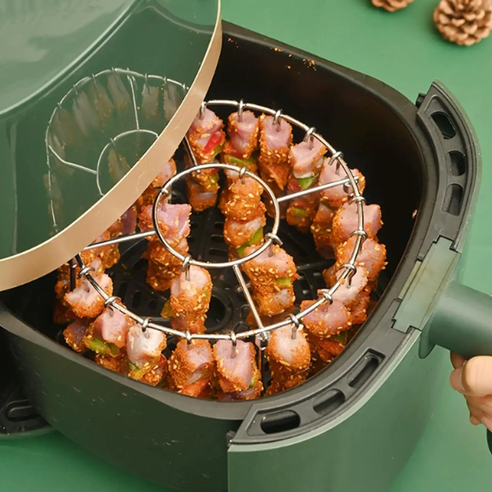 Stainless Steel Vertical Grill Rack Detachable String Grill Vertical Barbecue Skewer Bracket 24 Skewer Holder Air Fryer BBQ Gril