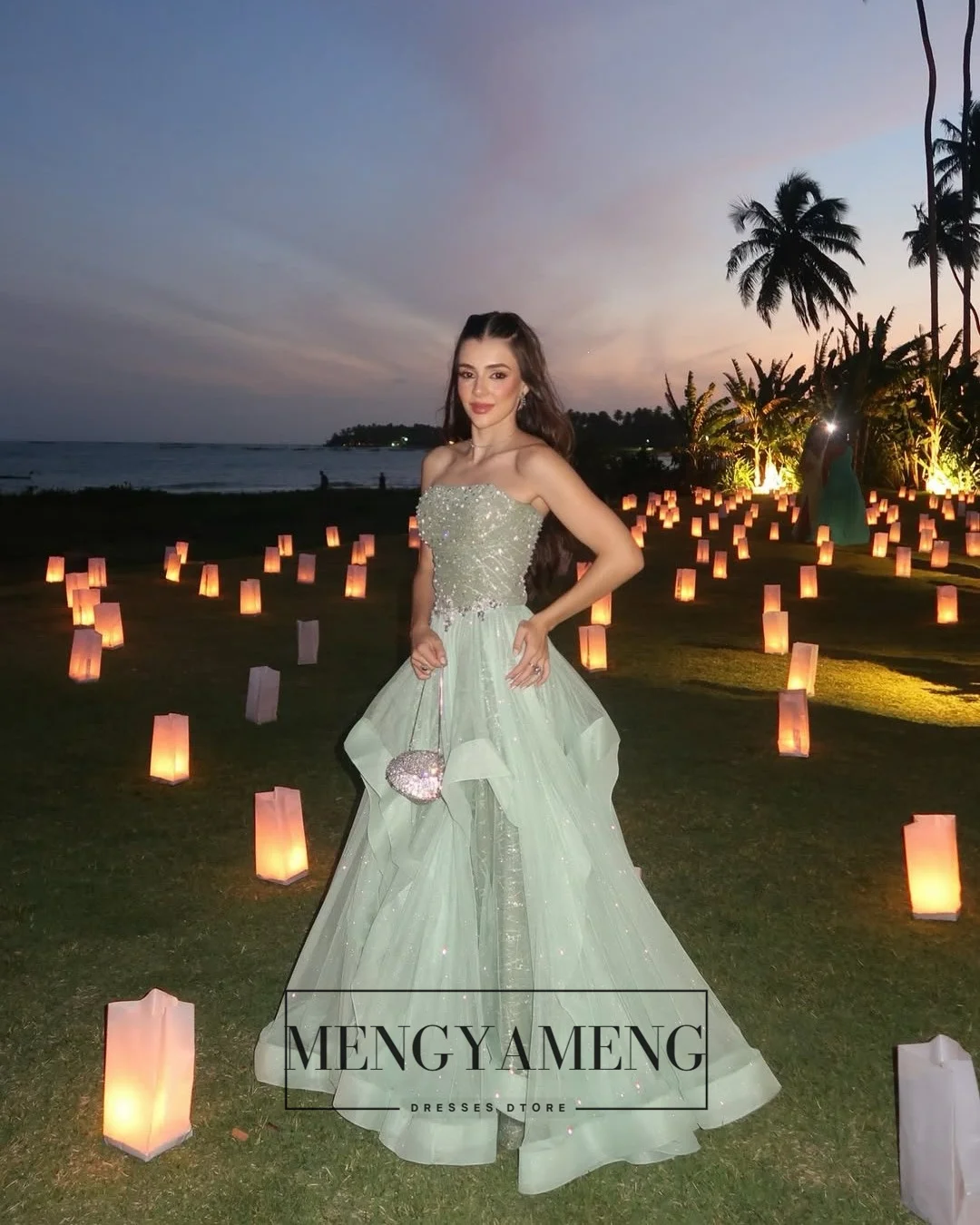 ZHUISHU Luksusowe sukienki damskie w kolorze miętowym na formalne okazje, szyte na miarę suknie wieczorowe bez ramiączek na studniówkę, nowa suknia bankietowa 2025