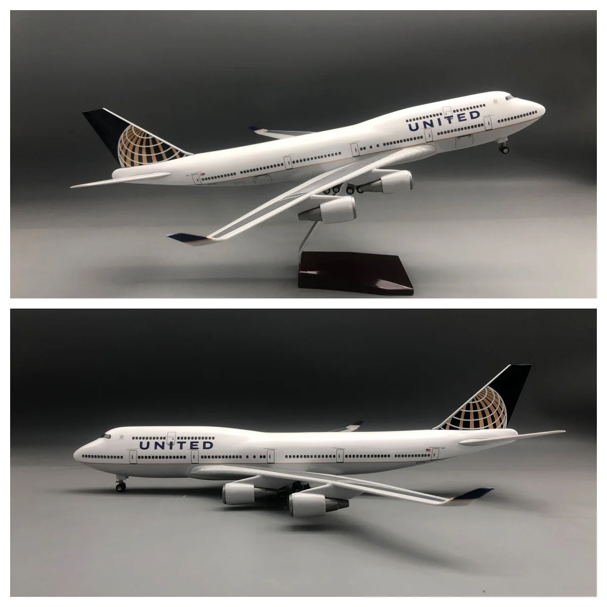 New 47cm Scale Plane Model B747 United Airways Diecast Resin Airplane Model Simulation Of Static Model Aircraft For Aviation