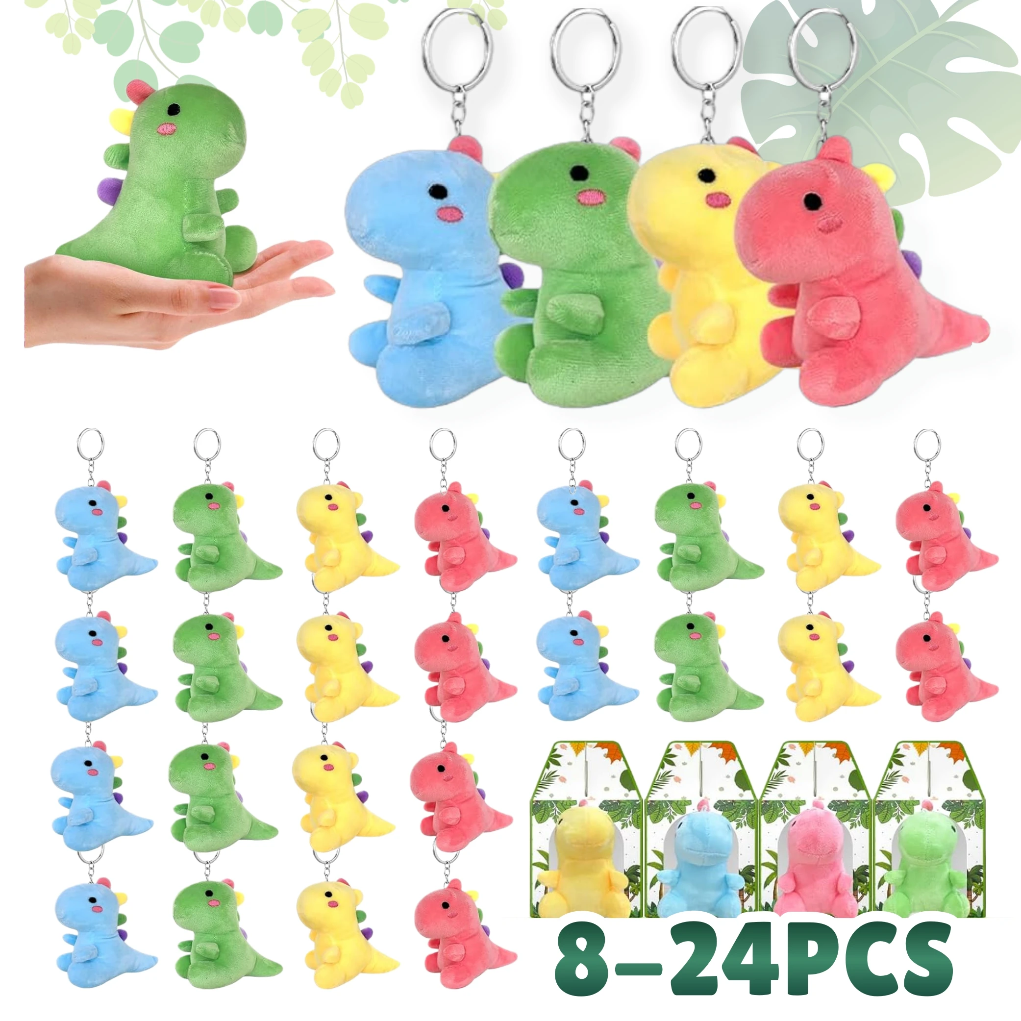 8-24 pièces dinosaure en peluche poupée en vrac dinosaures en peluche porte-clés Dino peluche jouets cadeaux de fête d'anniversaire