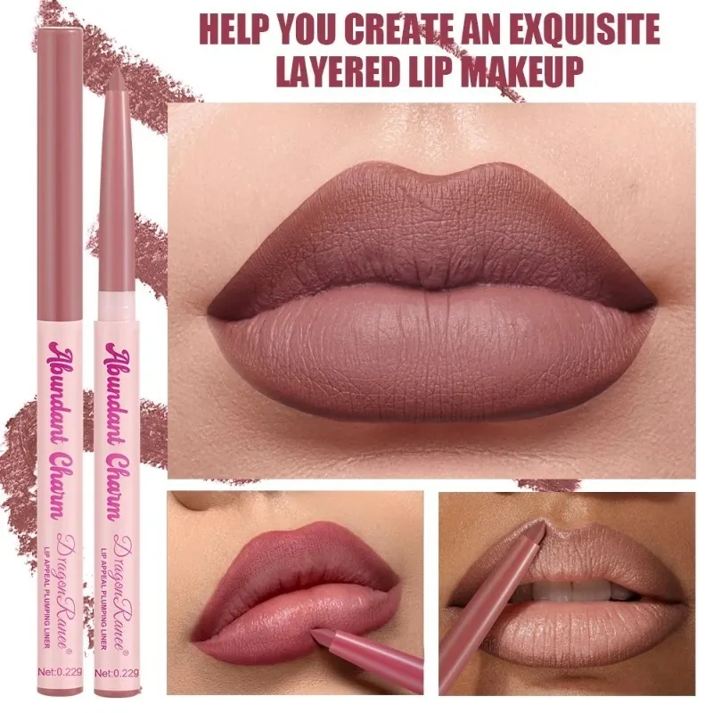 12 Color Matte Lip Liner Pen Rose Purple Waterproof Long-Lasting Lip Contour Stick Precise Outline Automatic Lipstick Pen Makeup