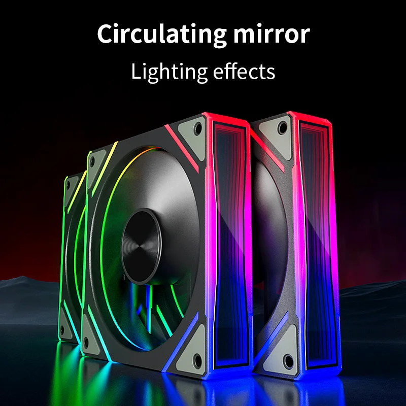 Teucer Infinite Mirror s1 120mm Silent PWM ARGB PC Case Fan Center CD Appearance Circular Mirror Light Effect Chassis Ventilador