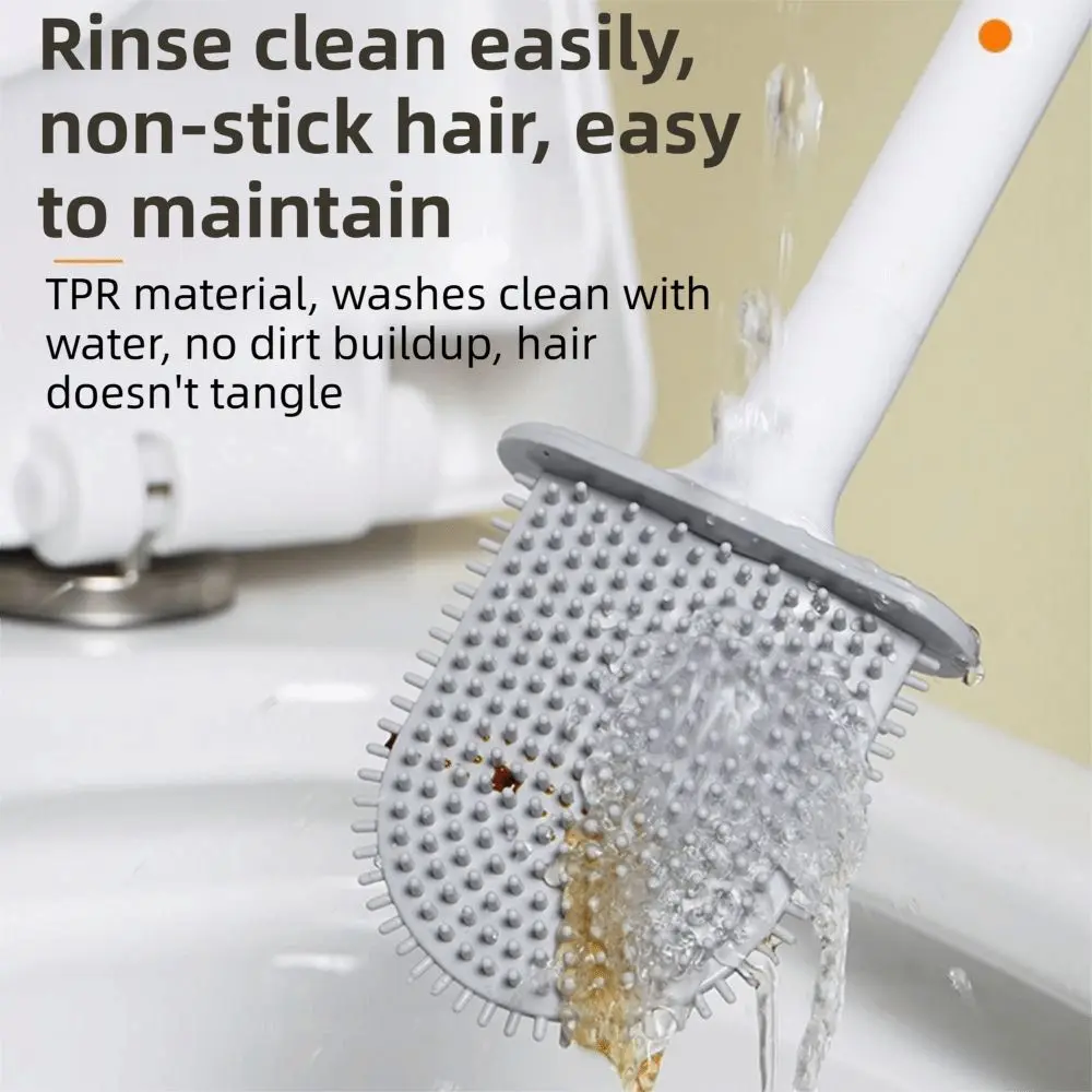 

Набор для чистки унитаза с настенным креплением, гибкой насадкой, водонепроницаемой силиконовой щеткой, без сверления, быстросохнущий