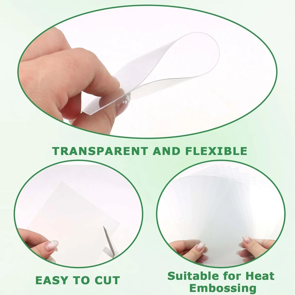Folhas de acetato ABKO transparentes resistentes ao calor para fazer cartões, 10 peças de plástico de 4,3 x 6,3 polegadas para envoltórios