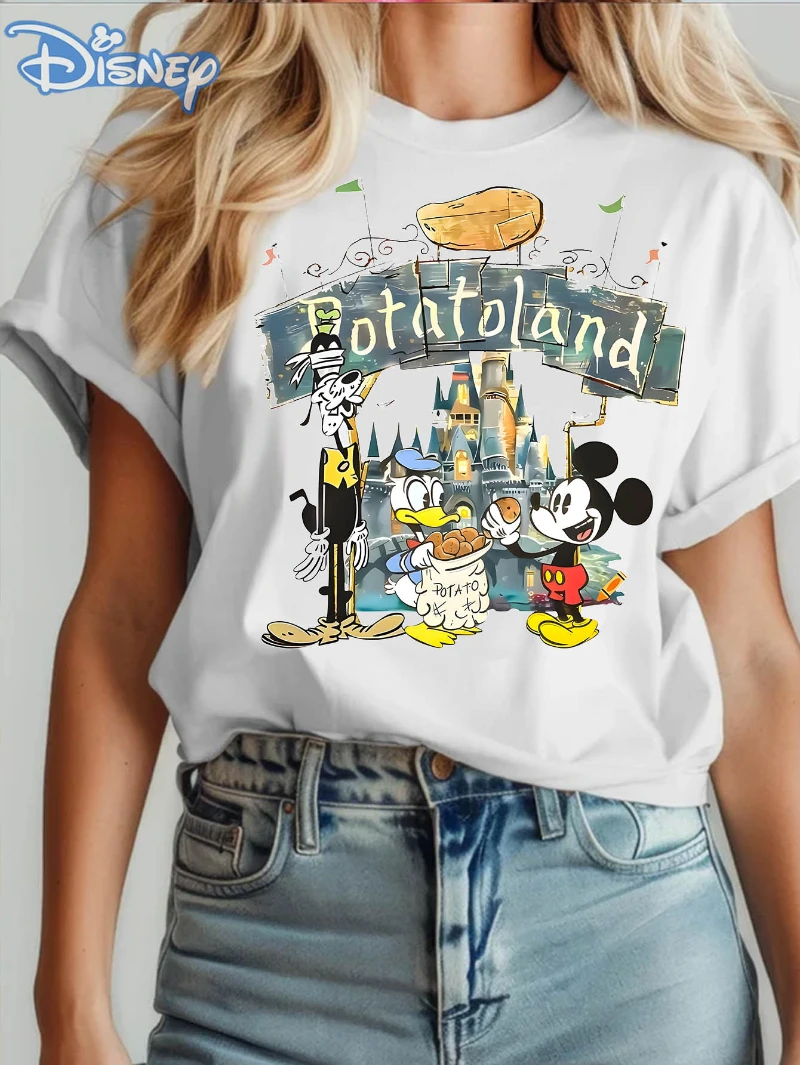 تي شيرت صيفي موديل 2025 من Hot Friends Bean Island مطبوع عليه علامة تجارية مشتركة من ديزني لكل من الرجال والنساء في عام 2025 Y2k